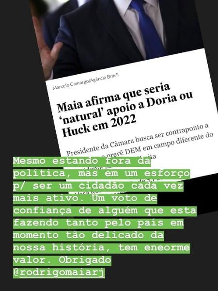 Luciano Huck agradeceu o apoio que recebeu para ser Presidente do Brasil (Foto: Reprodução/ Instagram)