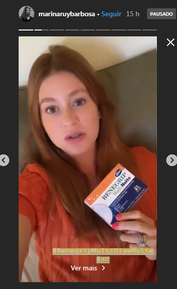 Marina Ruy Barbosa faz campanha publicitária para Benegripe Foto: Reprodução/Instagram