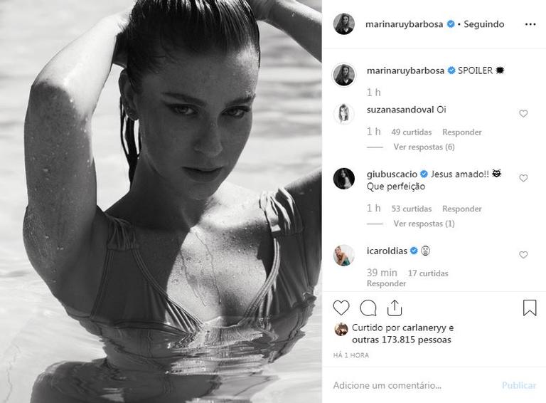 A atriz Marina Ruy Barbosa arrancou suspiro de seus seguidores ao surgir em click sensual em sua rede social (Foto: Instagram)