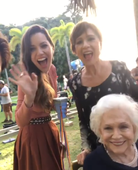 Nathalia Timberg, Natália do Vale e Nathalia Dill em vídeo de Reynaldo Gianecchini nos bastidores de A Dona do Pedaço (Foto: Reprodução/ Instagram)