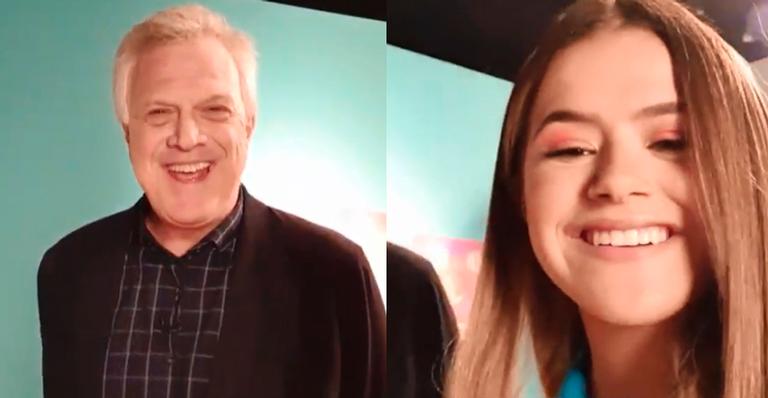 Pedro Bial esteve no SBT para participar do Programa da Maisa e deixou a apresentadora feliz da vida (Foto: Divulgação)