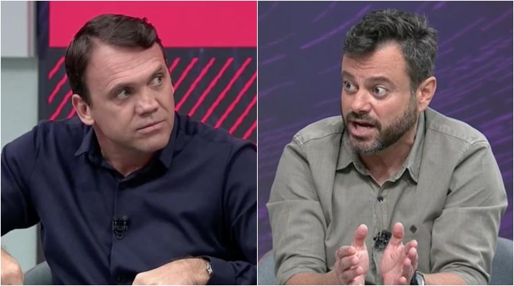 Petkovic e Eric Faria, repórter da Globo, tiveram discussão em programa do SporTV. (Foto: Montagem/Reprodução)