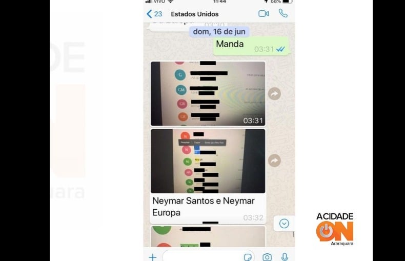 Hacker expõe suposto contato de Neymar (Reprodução)