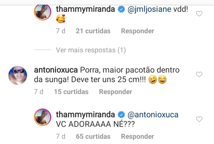 Thammy Miranda, marido de Andressa Ferreira, recebeu comentário ousado de um internauta referente à parte íntima (Reprodução)