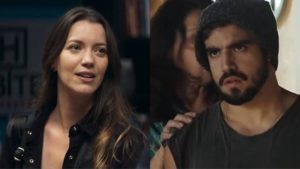 Fabiana (Nathalia Dill) e Rock (Caio Castro) em A Dona do Pedaço (Foto: Reprodução/Globo/Montagem TV Foco)