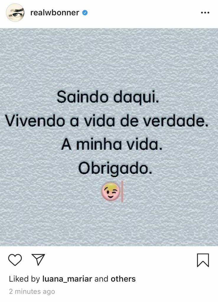 William Bonner se despediu de todos os seguidores do (Foto: Reprodução/ Instagram)