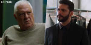 Alberto (Antonio Fagundes) vai colocar Diogo (Armando Babaioff) contra a parede em Bom Sucesso da Globo (Foto: Reprodução/Globo/Montagem/TV Foco)