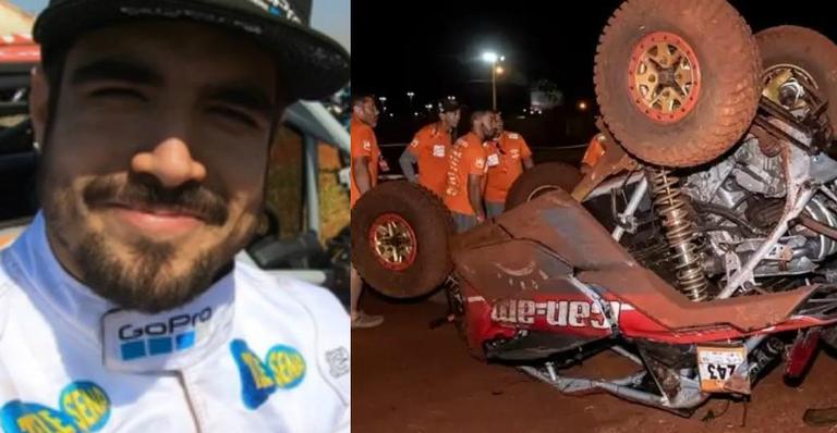 Caio Castro e seu carro, durante a competição, Caio Castro se manifestou pelo Instagram após sofres um grave acidente de carro durante a competição, Rally dos Sertões, no último final de semana. (Imagem/ Instagram)