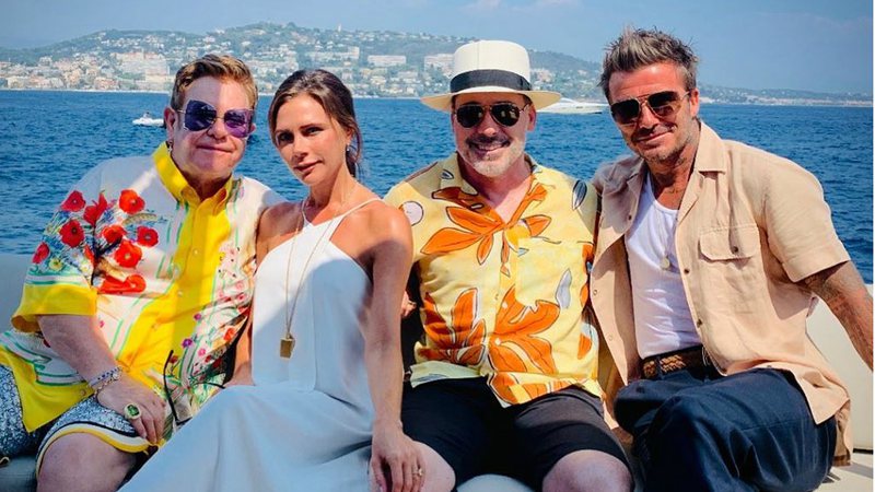 David Beckham, Victoria Beckham, Elton John e David Furnish (Foto: Reprodução)