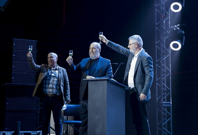 Jorge Nóbrega, Roberto Irineu Marinho e Carlos Henrique Schroder na inauguração dos novos estúdios (Foto: Raquel Cunha)