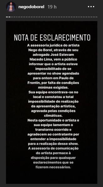 Nego do Borel esclarece situação polêmica. (Foto: Reprodução/Instagram)