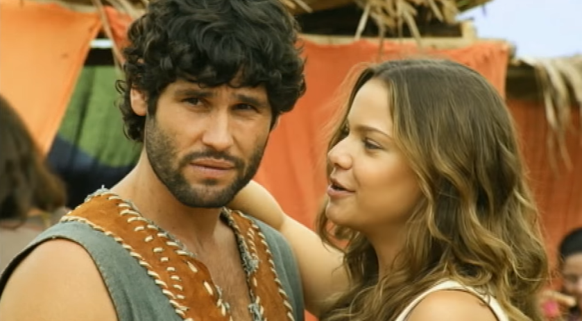 Dudu Azevedo e Milena Toscano em cena na novela O Rico e Lázaro, que vai substituir Jezabel no horário nobre da Record. (Foto: Reprodução)