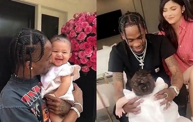 Kylie Jenner, Travis Scott e filha (Foto: Reprodução)