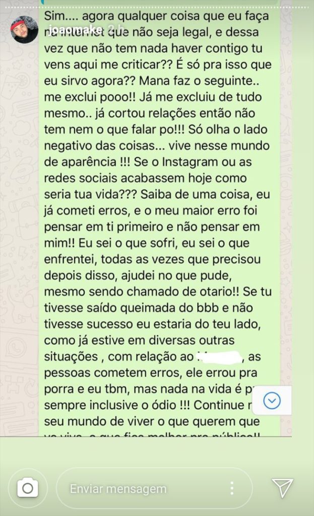 Maquiador expõe conversa com Vivian Amorim (Foto Reprodução)