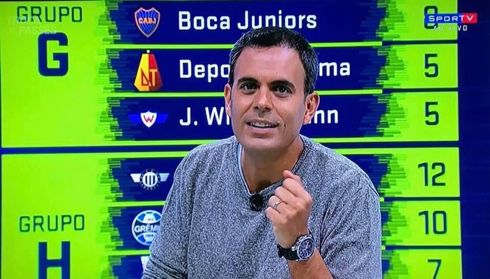 Tiago Maranhão no comando do programa Troca de Passes; apresentador deixou Grupo Globo (Foto: Reprodução/SporTV)