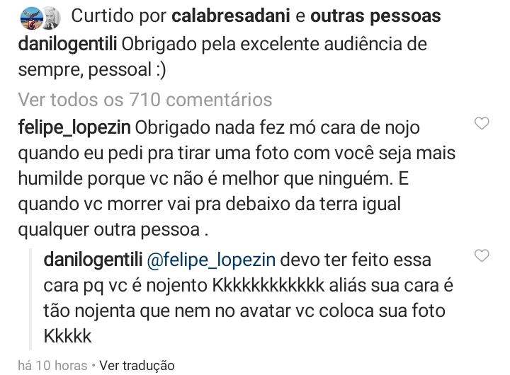 Danilo Gentili bateu boca com internauta pelas redes sociais. (Foto: Reprodução)