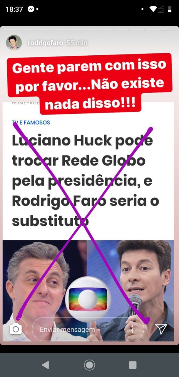 Rodrigo Faro negou que esteja indo para à Globo 