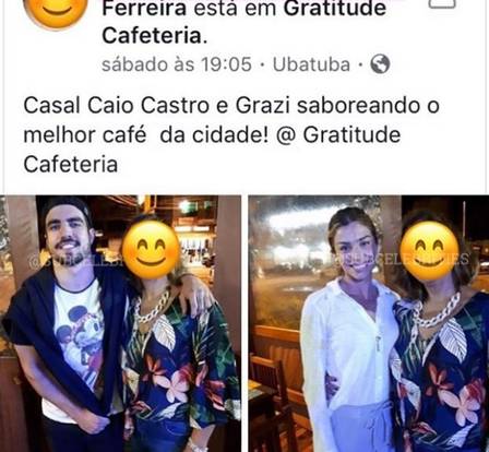 Caio Castro e Grazi Massafera em cafeteria (Foto: Reprodução)