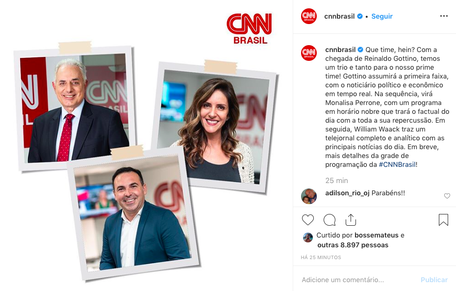 CNN Brasil, Monalisa Perrone, William Bonner, Reinaldo Gottino