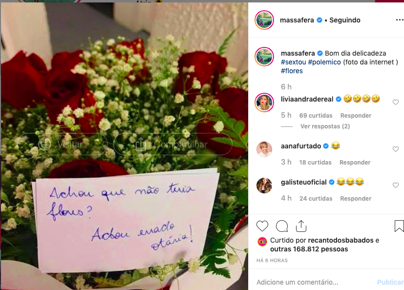 Grazi Massafera surpreende seguidores ao compartilhar foto de buquê. Foto: Reprodução