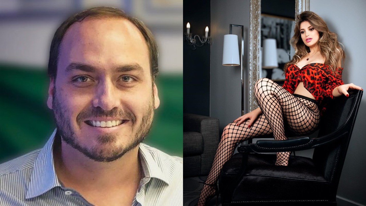 Carlos Bolsonaro e a modelo trans Mariah Fernandes (Foto: Reprodução/Intagram/Montagem TV Foco)