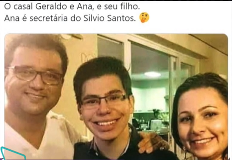 Geraldo Luis, seu filho Pedro e sua ex-mulher, Milena, Silvio Santos, SBT (Foto: Reprodução)