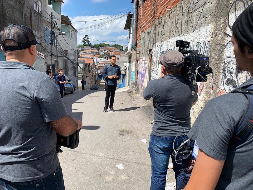 Geraldo Luís nas gravações do Balanço Geral SP (Foto: Reprodução/Instagram)