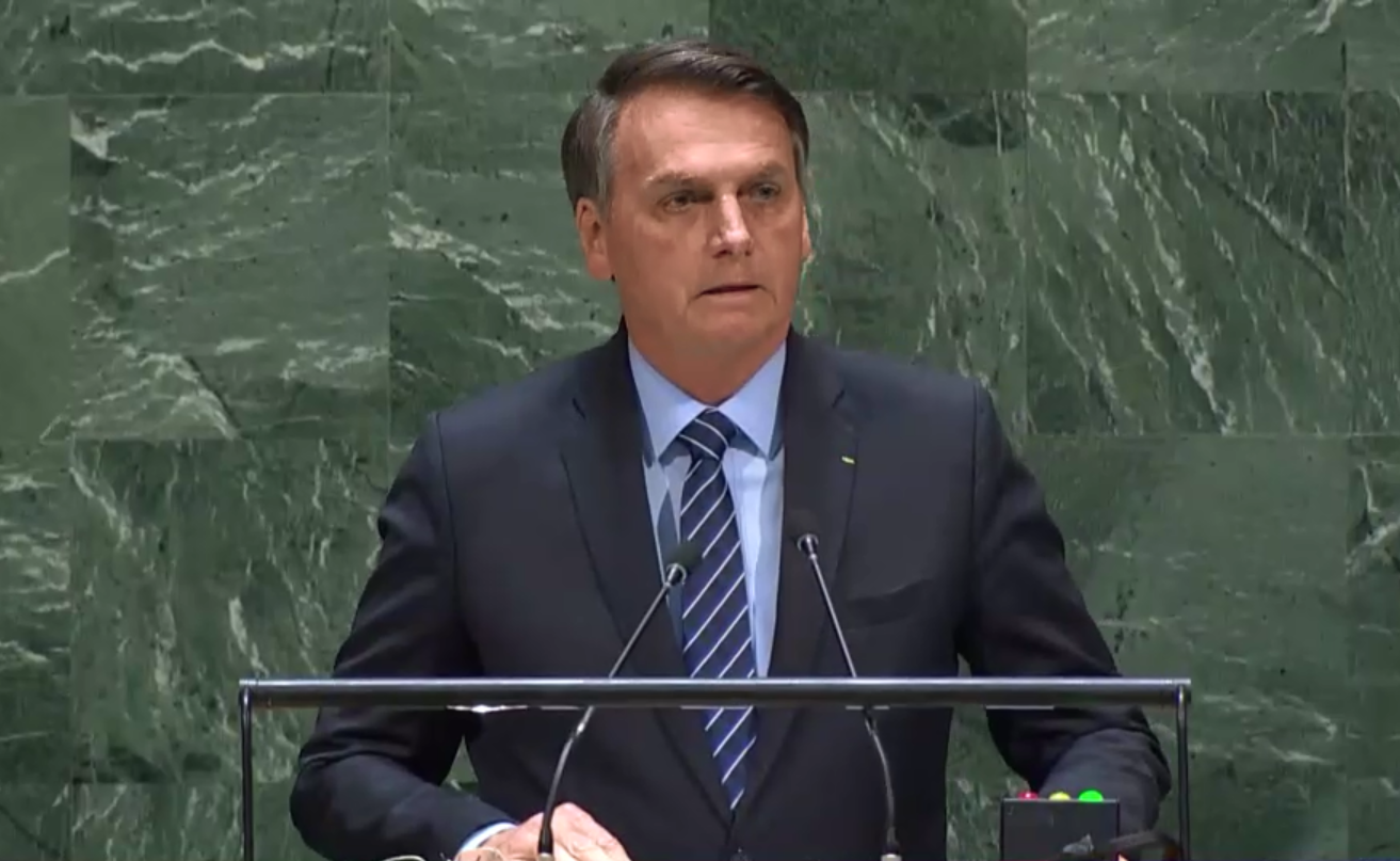 O presidente Jair Bolsonaro discursou na ONU, mas não agradou a Globo (Foto: Reprodução)