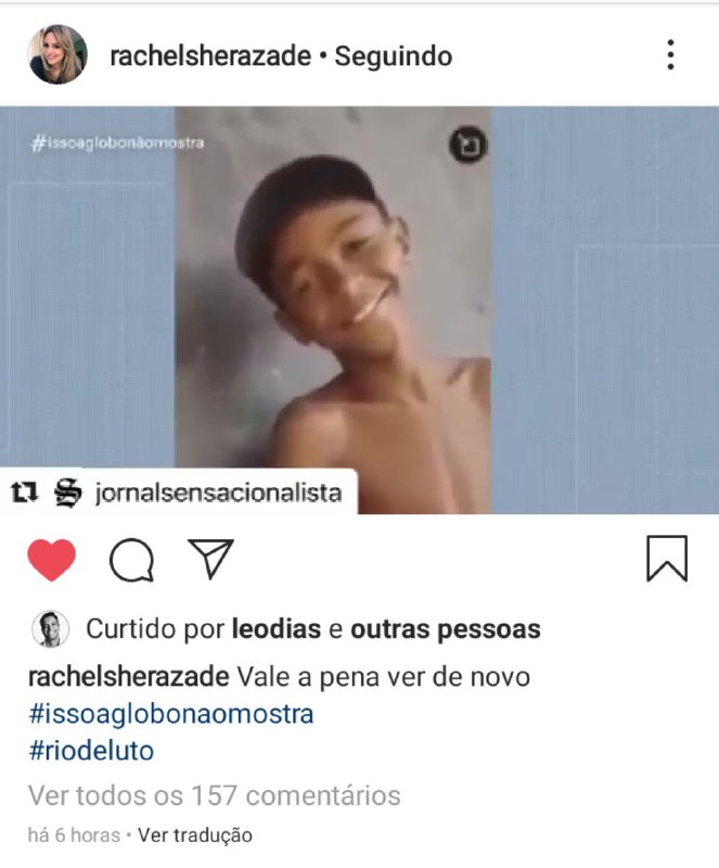 Rachel Sheherazade compartilhou um vídeo do Isso A Globo Não Mostra, quadro do Fantástico 