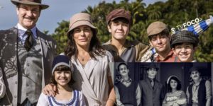 Em Éramos Seis Carlos (Xande Valois/ Danilo Mesquita), Alfredo (Pedro Sol/ Nicolas Prattes), Julinho (Davi de Oliveira/ André Luiz Frambach) e Isabel (Maju Lima/ Giullia Buscacio) (Foto: Montagem/TV Foco)