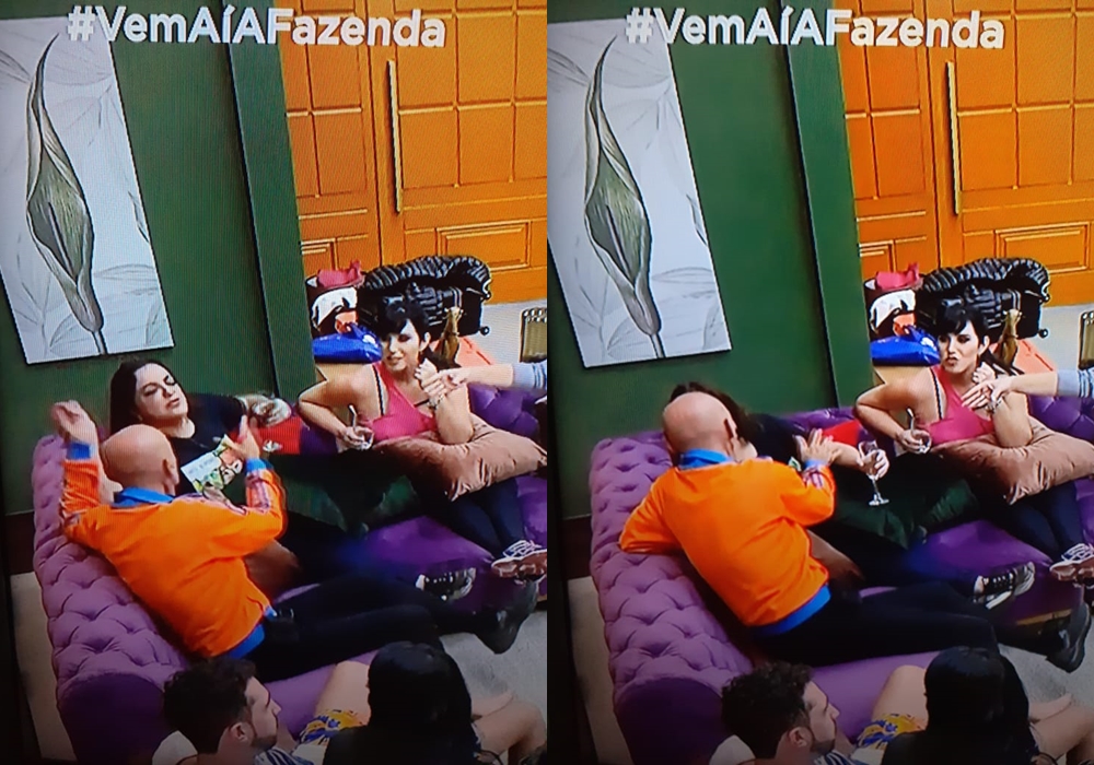 Fabíola Reipert deu beijo na boca de Amin Khader durante especial do reality show A Fazenda. (Foto: Reprodução)