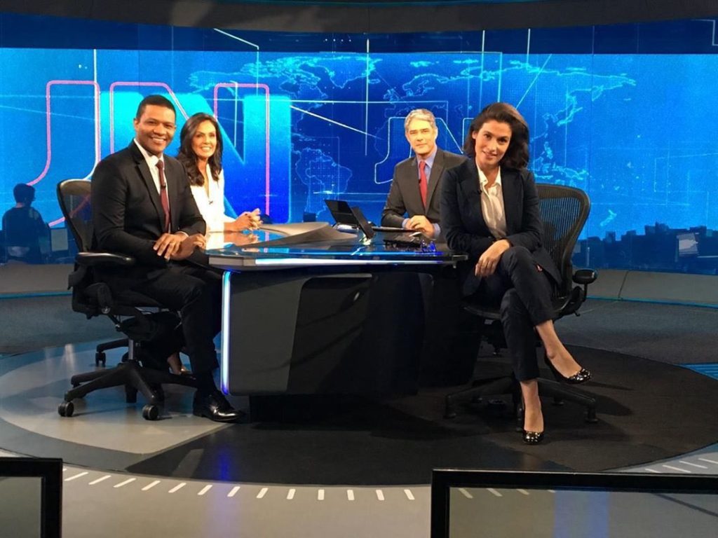 Jornal Nacional, Globo, Márcio Bomfim, Cristina Ranzolin, William Bonner e Renata Vascocellos