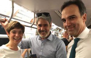 Renata Lo Prete, William Bonner e Tadeu Schmidt no metrô de NY - Reprodução/Instagram