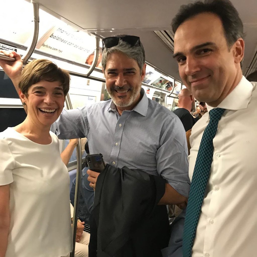 Renata Lo Prete, William Bonner e Tadeu Schmidt pegaram metrô em NY (Reprodução/Instagram)