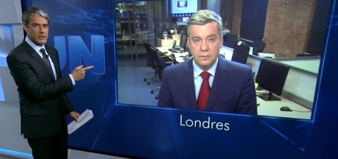 O âncora do Jornal Nacional William Bonner, e seu novo substituto, Roberto Kovalick, que também assumirá o Hora 1, no lugar de Monalisa Perrone, nas madrugadas da Globo (Reprodução)