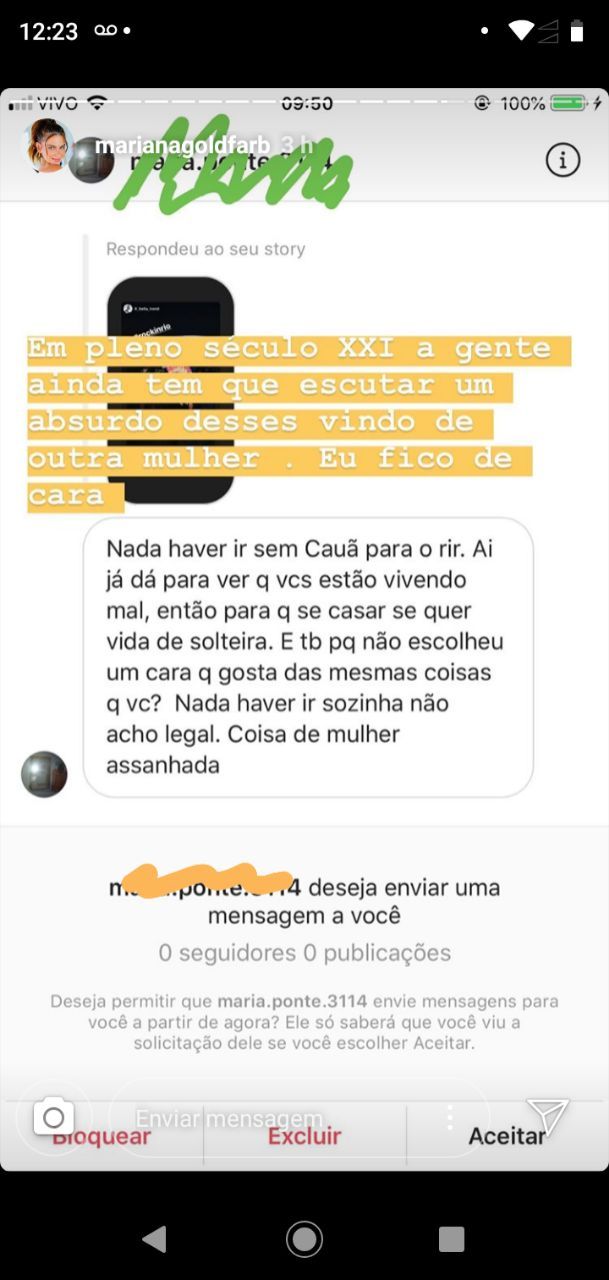 Mariana Goldfarb se revoltou com a atitude de uma internauta 