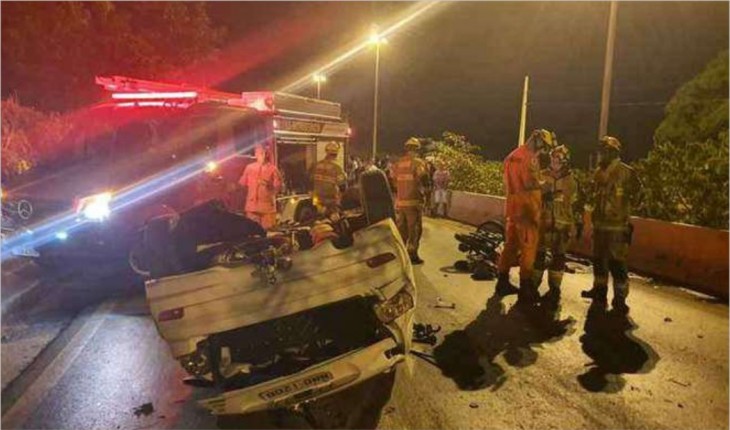 Acidente de carro com jogador de futebol Agenor Figueiredo, que veio a óbito (Foto: Reprodução)