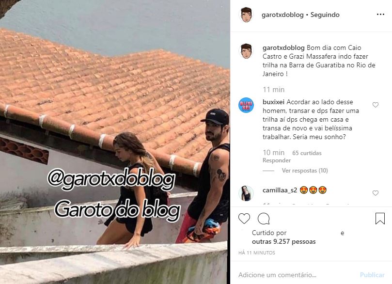 Caio Castro e Grazi Massafera são flagrados juntos na manhã desta segunda-feira (Foto: Reprodução)