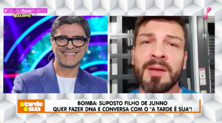 Junno Andrade e seu suposto filho, Eduardo Tadeu Matos de Oliveira (Foto: Reprodução/RedeTV!)