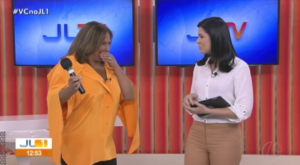 Fafá de Belém se engasga ao vivo durante apresentação em jornal local da Globo (Foto: Reprodução)