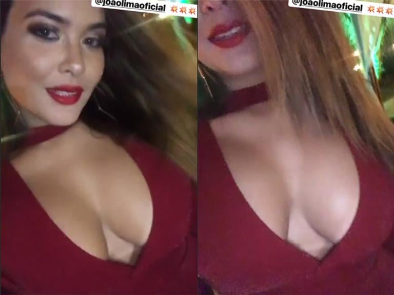 Geisy Arruda com o seu vestido decotado (Foto: Instagram)