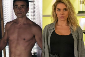 Márcio (Anderson Di Rizzi) e Yohana (Monique Alfradique) transam em A Dona do Pedaço (Montagem: TV