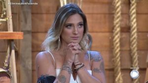 Tati Dias em sua eliminação de A Fazenda 11 (Reprodução: PlayPlus)