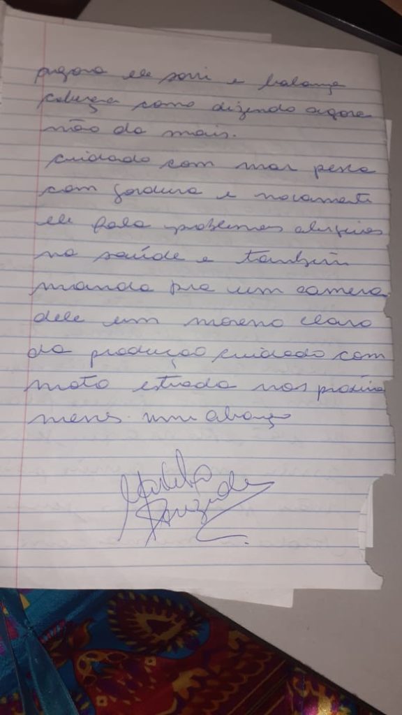 Carta psicografada de Marcelo Rezende (Foto: Reprodução)