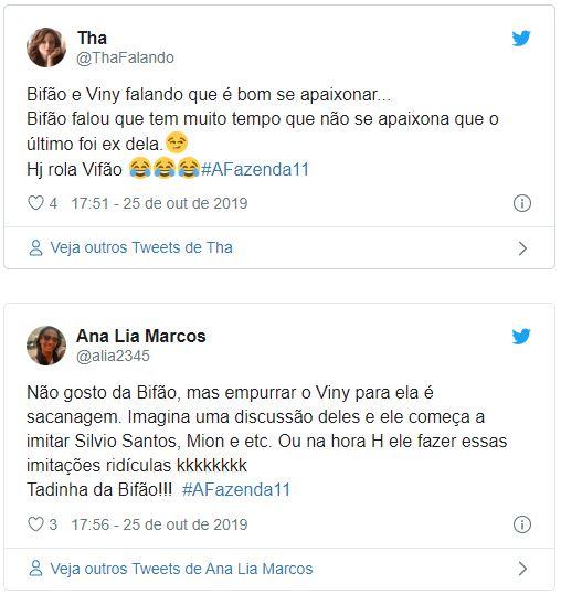 Internautas comentam sobre Bifão e Viny (Foto: Reprodução)