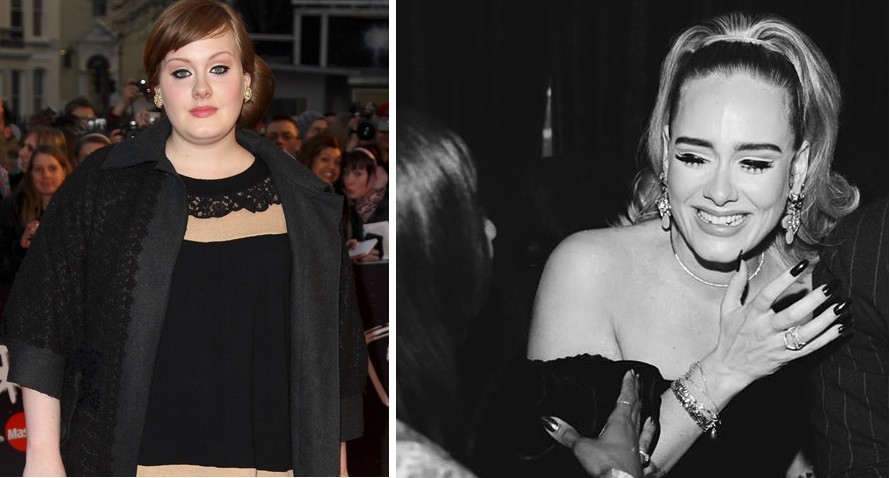 Adele antes e depois da dieta (Foto: Reprodução)