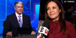 William Bonner do Jornal Nacional enalteceu a nova produção da Globo de Adriana Esteves em Amor de Mãe (Foto: Montagem/TV Foco)