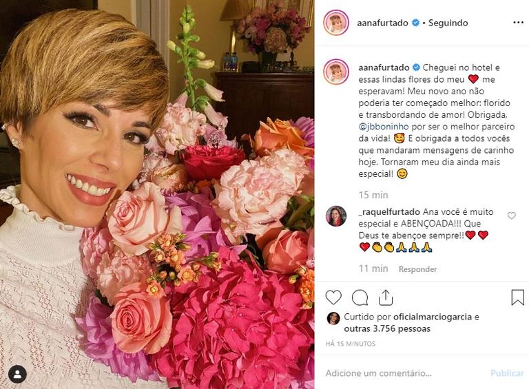 Ana Furtado usou as suas redes sociais para agradecer ao maridão, Boninho, pelo presente inesperado de aniversário que ganhou (Foto: Reprodução)