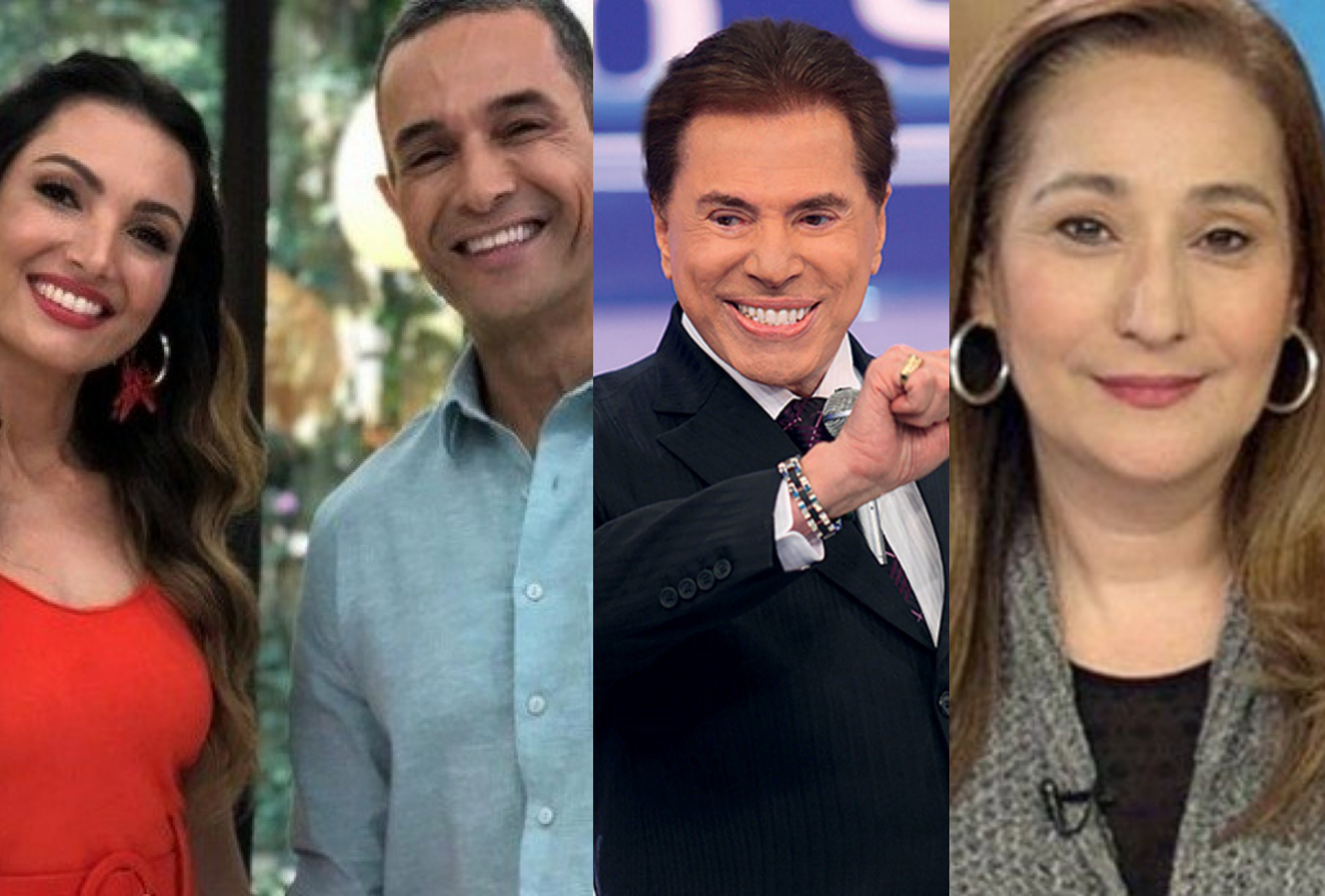 Patricia poeta e Fabrício Battaglini, Silvio Santos e Sonia Abrão. Foto: Reprodução AUDIÊNCIAS