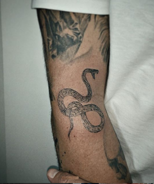 O ator da TV Globo Bruno Gagliasso, marido de Giovanna Ewbank, fez tatuagem de cobra e chamou atenção nas redes sociais (Foto: Reprodução/ Instagram)